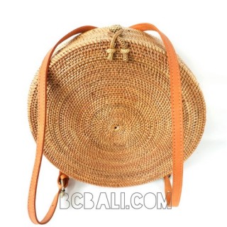 circle bagpack large straw rattan ata handmade